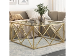 Vidaxl Mesa De Centro Aço Inoxidável E Vidro Temperado Dourado