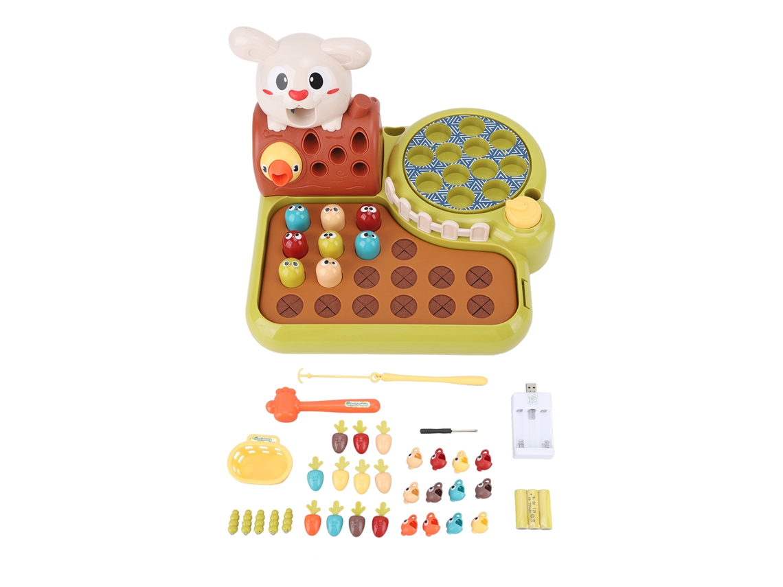 Primerox jogo Multifuncional 4 em 1 Whack Game com Pesca e Martelamento Brinquedo Educativo Interativo