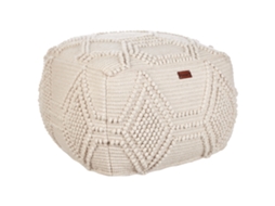 Pufe BELIANI Choim de Lã Creme 60x60x40