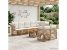 Vidaxl Conjunto De Sofá De Jardim 9 Unid. Natural E Branco Creme