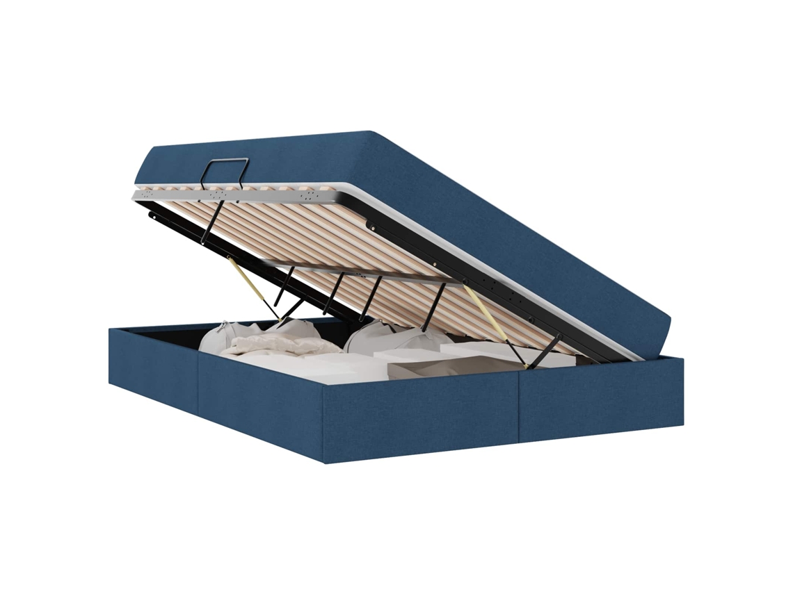 Cama com Arrumação e Colchão Azul Poliéster MAISON EXCLUSIVE (140x190 cm)
