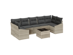 Conjunto 8 Móveis De Jardim Vidaxl Cinzento-claro Vime Pe (289 X 123,5 X 85 Cm)