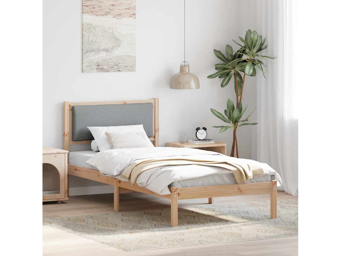 Vidaxl Estrutura da Cama com Cabeceira Cinzento claro 90 X 190 Cm