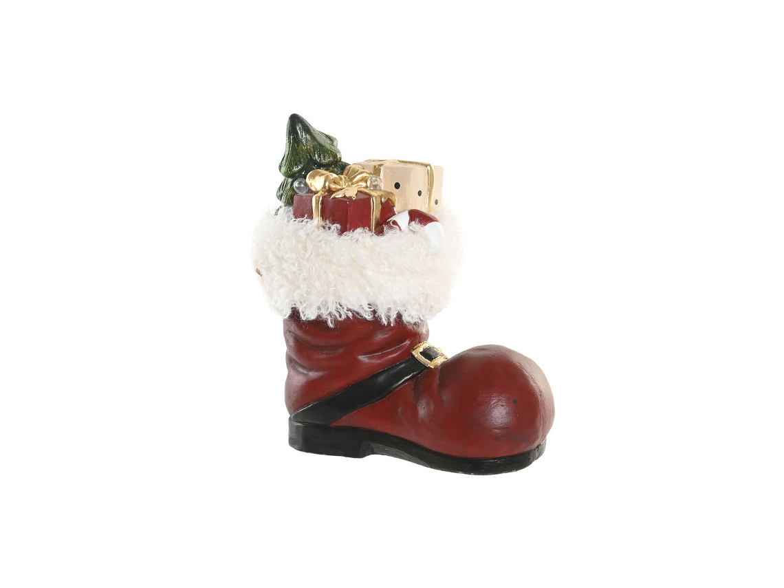 Adorno Natalício Home Esprit Branco Vermelho Verde Dourado Bota 29 X 16,5 X 33,5 Cm