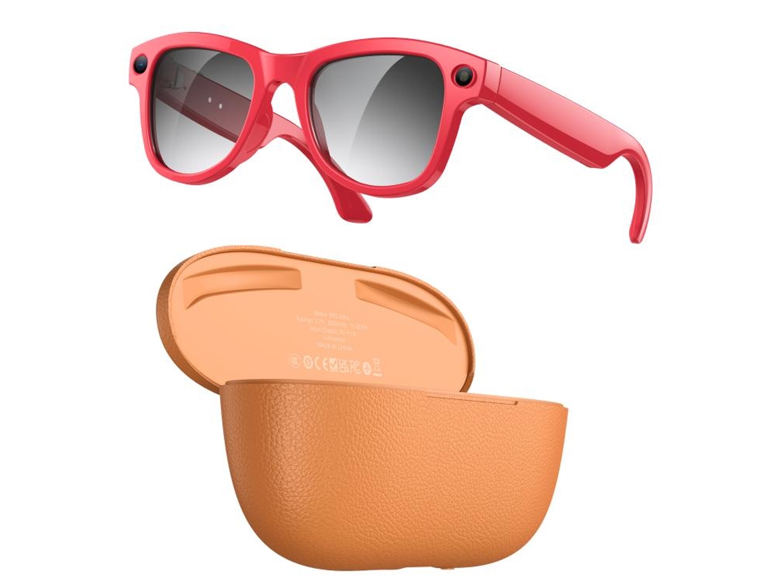 Óculos Inteligentes M02 Ultra Com Câmera De 8mp, Lentes Fotocromáticas E Estojo De Carregamento Marrom ,vermelho