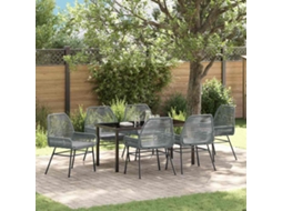 Vidaxl Conjunto de Jantar para Jardim 7 Pcs Cinzeto Vime Pe
