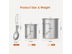 Conjunto de Copo de Camping com Tampa 200ml e 450ml e Garfo colher