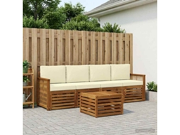 Vidaxl Conjunto De Sofás Para Exterior 5 Unid. Natural E Creme