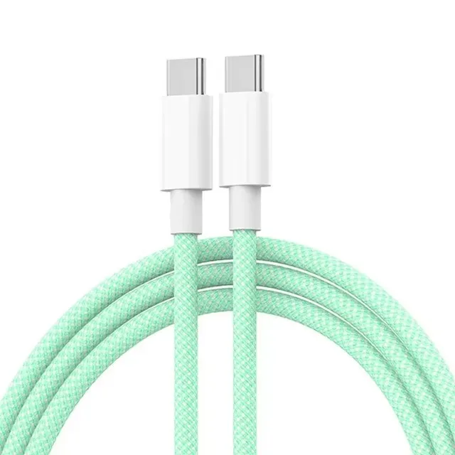 Cabo Usb-c Pd De 60 W (verde, 2 M) Com Carregamento Rápido E Duas Portas Usb-c Trançadas.