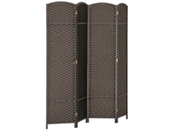 Biombo De 4 Painéis Separador De Ambientes Dobrável 160x170 Cm Para Sala De Estar Dormitório Escritório Marrom