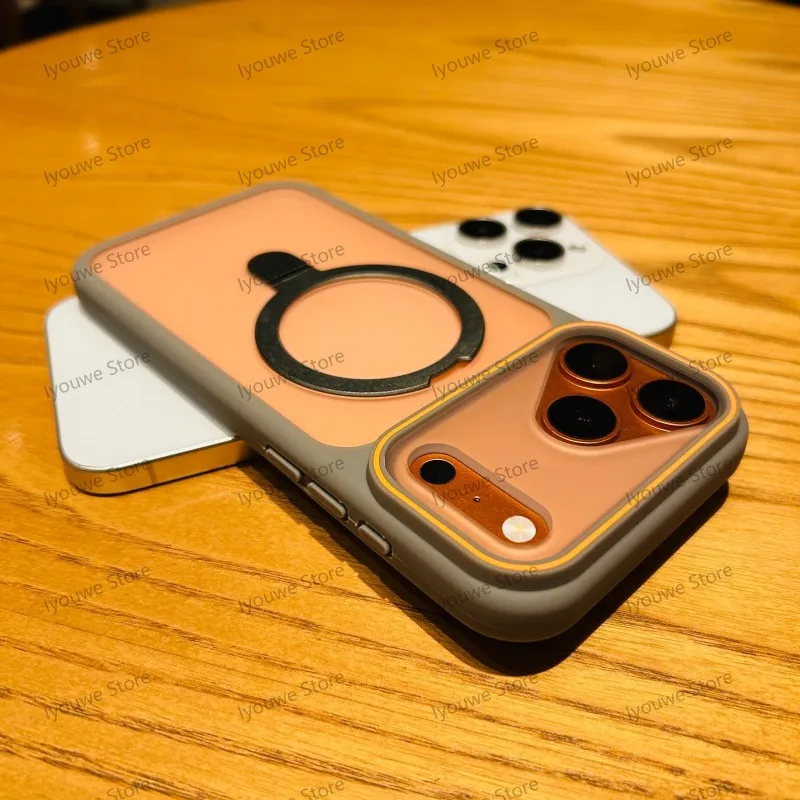 Capa Protetora Magnética Transparente Fosca (para Iphone 12 Pro Max Cinza), Compatível Com Carregamento Sem Fio.