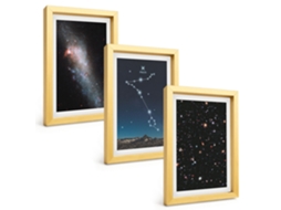 Quadros Decorativos Para Paredepaisagens Espaciais, Galáxias De Peixes Moldura Dourada Quadros Para O Escritório Espelharte (3 Peças 20x30 Cm)