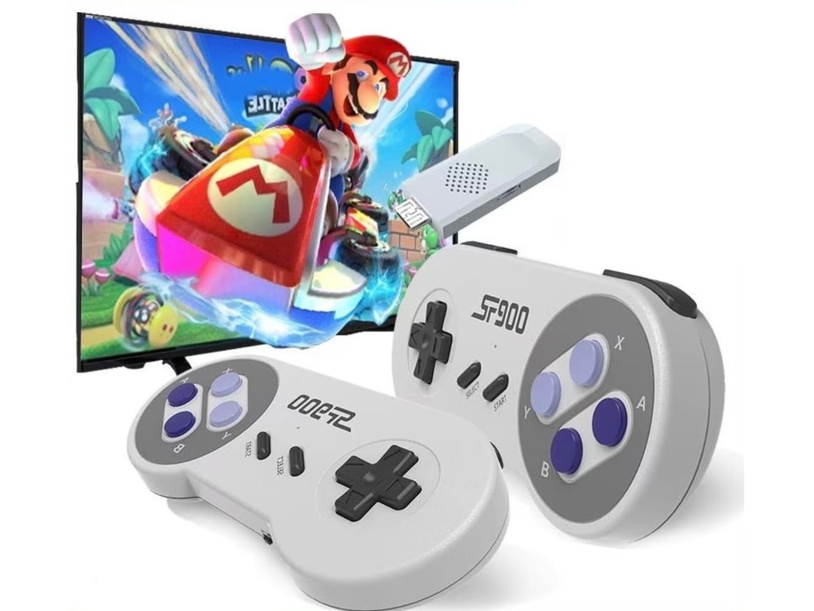Consola retro SF900 com milhares de jogos e 2 comandos sem fios