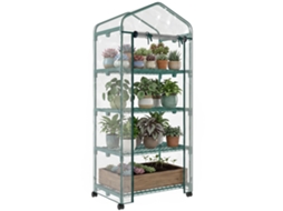 Estufa Vertical de Plantas com 4 Prateleiras em Aço e Pvc Verde. 69x50x165cm Ge
