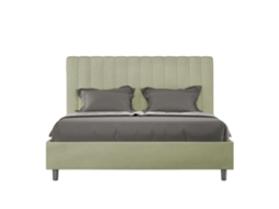 Cama Dupla com Arrumação Elevada Acolchoada Chá ITYHOME Madeira Microfibra Verde (160x190)