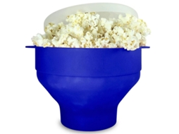 Tigela De Pipoca Jump, Pop, Hop De Silicone Azul