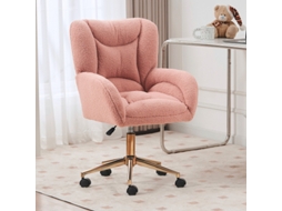 Cadeira Giratória Ajustável Em Altura Para Home Office,estofada Em Veludo,pernas Douradas,rosa