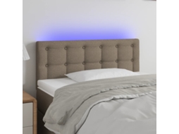 Cabecero con luces LED, tela, 90x5x78/88cm, gris-marrón