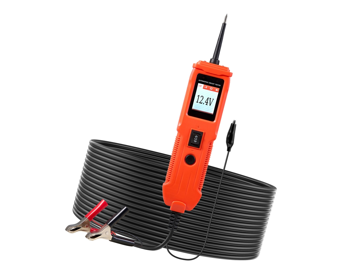 Testador de Circuitos Automotivos, 8 35 V Cc, com Sonda Circuito, Tela Tft Colorida e Iluminação, Tensão Cabo 4 M Carcaça Abs, 200 X 53 34 Mm, Laranja