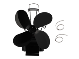 Primerox ventilador de Lareira com 4 Pás Alimentado por Calor para Fogão a Lenha com Medidor de Temperatura Magnético