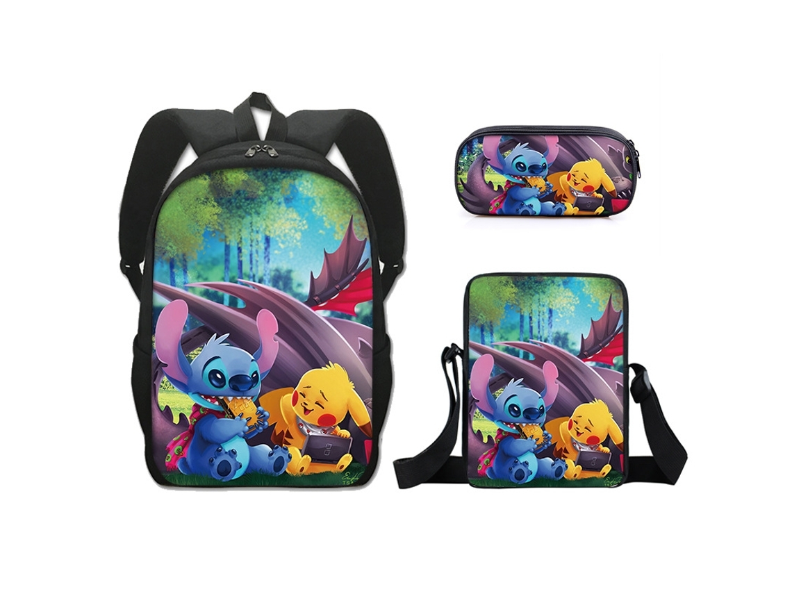 Mochila  De Estudante Stitch Conjunto De Três Peças 16 Poldas9*