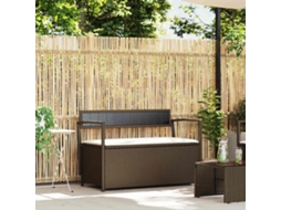 Vidaxl Banco De Jardim Com Espaço De Armazenamento E Almofada, Em Rattan Sintético Marrom, Da