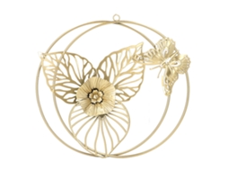 Decoração Parede Borboleta Flor Dourada Luxo Leve