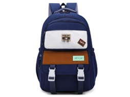 Mochila Color Block, Grande Capacidade, Impermeável, Adequada Para Meninas, Estudantes Do Ensino Médio E Universitários, Etc Azul Escuro