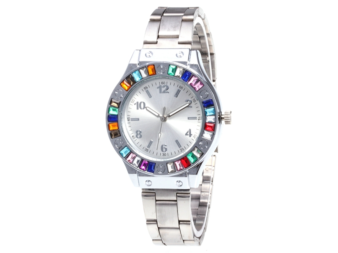 Relógio de Pulso de Quartzo Fashion com Pulseira de Aço para Mulheres e Homens (prata)