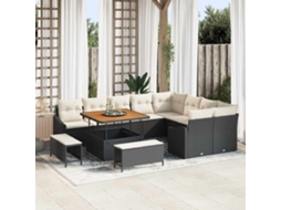 Vidaxl Conjunto De Sofá De Jardim 12 Unid. 7-número De Lugares Preto