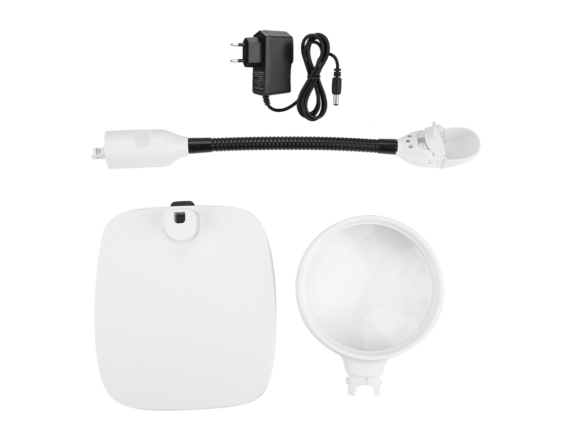 LUPA DE MESA MULTIFUNCIONAL 10x COM 6 LUZES LED | S/MARCA