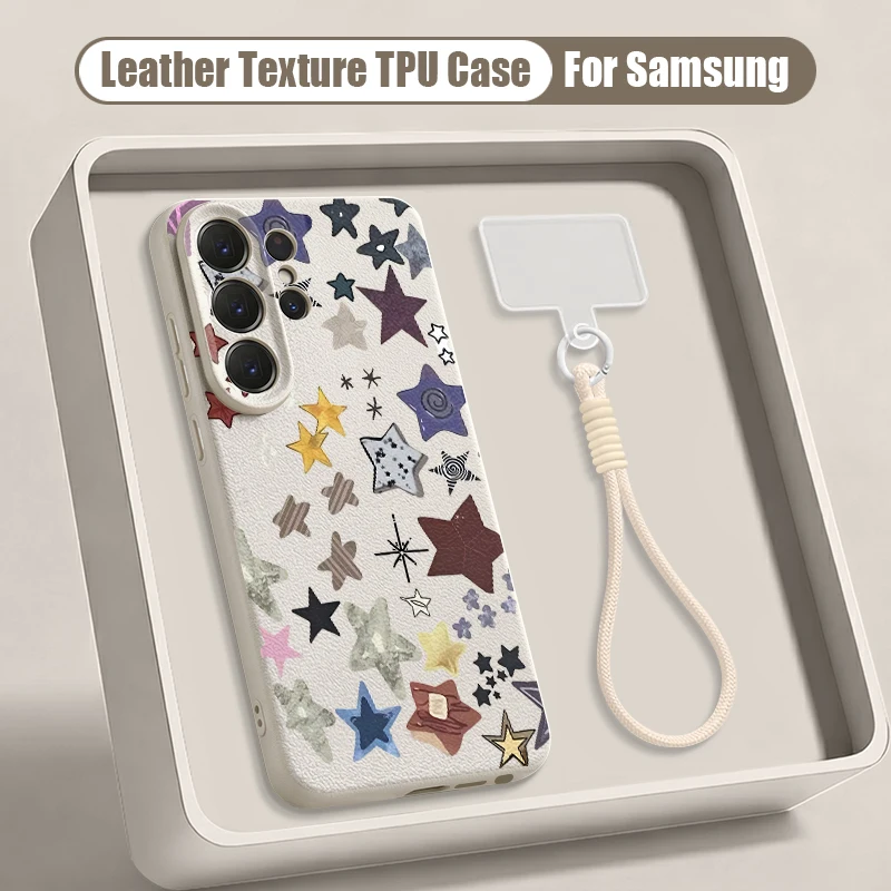 Capa De Celular Tipo Pulseira Para Galaxy A35 5g (branco-creme), Tpu Com Estampa De Estrelas Fofas