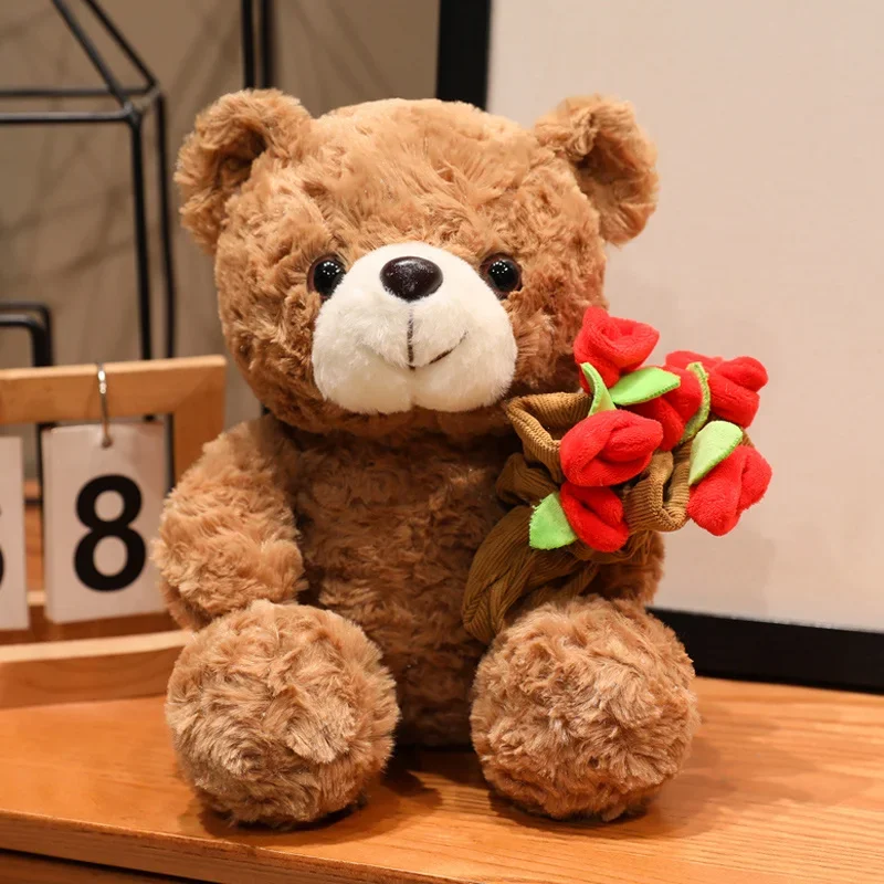 Urso de Pelúcia, Brinquedo Fofo e Macio MDUG (flor Marrom 25cm)