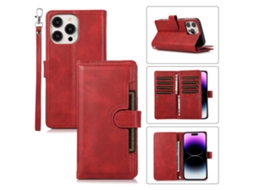 Suporte Casa Pega Para Iphone 15 Pro Max Pele Sintética Com Porta-cartões Vermelho