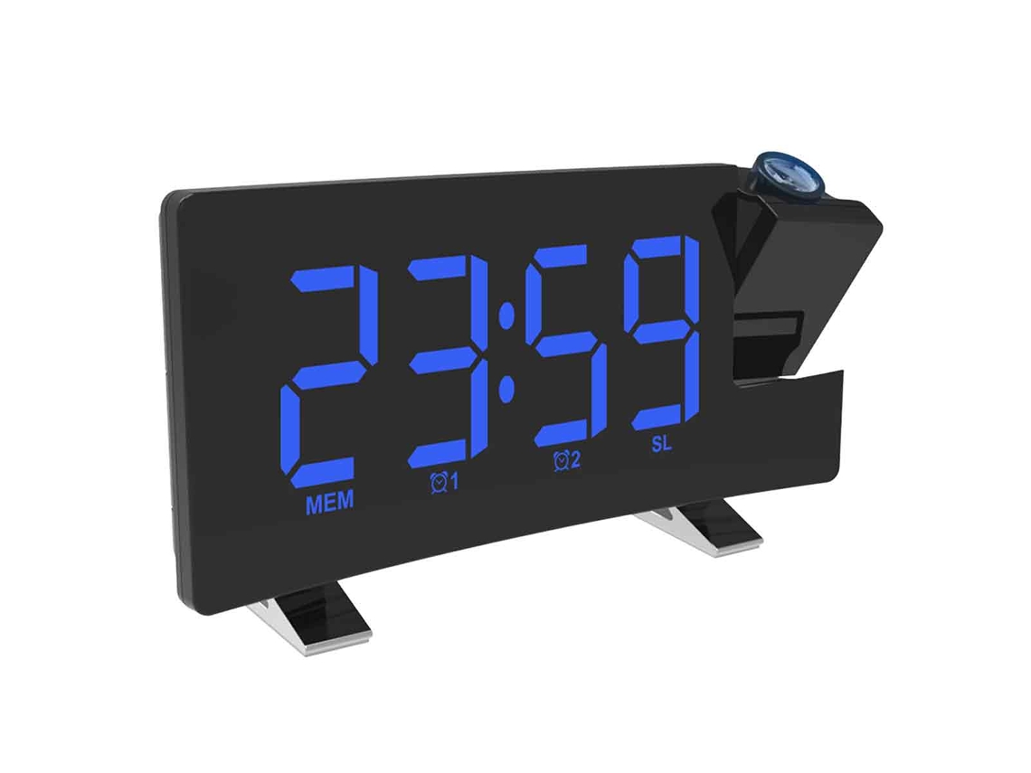 Relógio com Projeção Rádio Fm 180° no Teto Alarme Duplo Crianças NEVEANCE