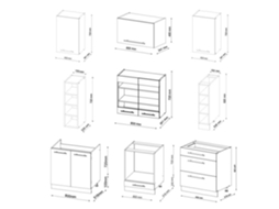 Cozinha Fame-Line, 235 cm sem bancada, antracite brilhante/branco, Vicco
