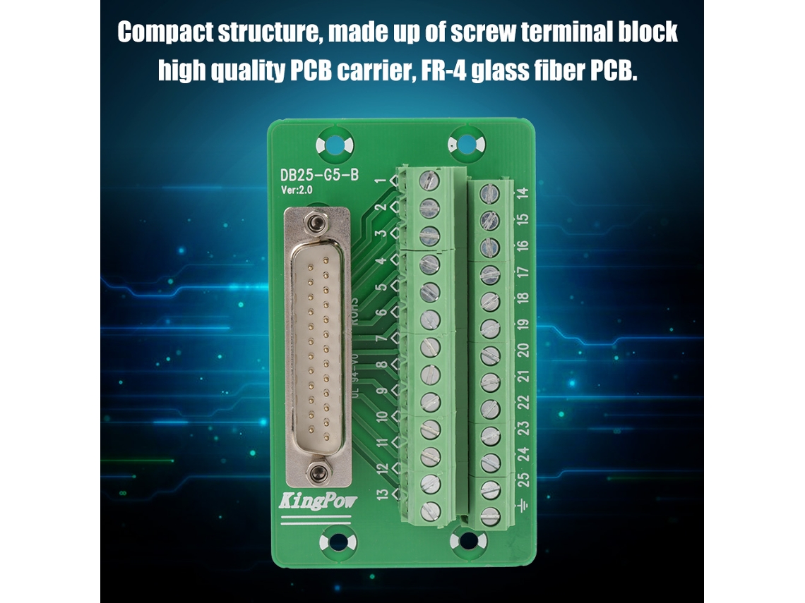 Módulo De Interface Db25 Para Din Rail Com Placa Breakout