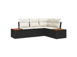 Conjunto 4 Sofá Modular Vidaxl Preto Vime Pe (209 X 154 X 85 Cm)