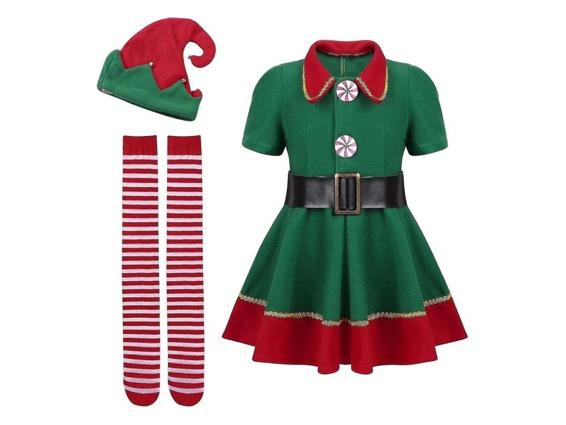 Traje De Elfo Navideño Para Hombre Com Acessórios: Disfraz Para Festa Halloween Natal 100cm Multi Mujeres 140cm