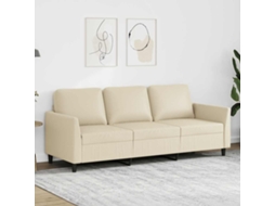 Vidaxl Sofá De 3 Lugares 180 Cm Couro Artificial Cor Creme