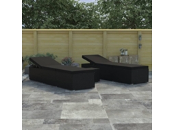 Conjunto 3 Espreguiçadeira De Jardim Vidaxl Preto Vime (40 X 40 X 40 Cm)