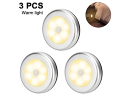 Lâmpada com Sensor de Movimento, Sem Marca, Pacote com 3, Led, Independente, Fácil Instalação, Branca, Prateada BRILVIBERA