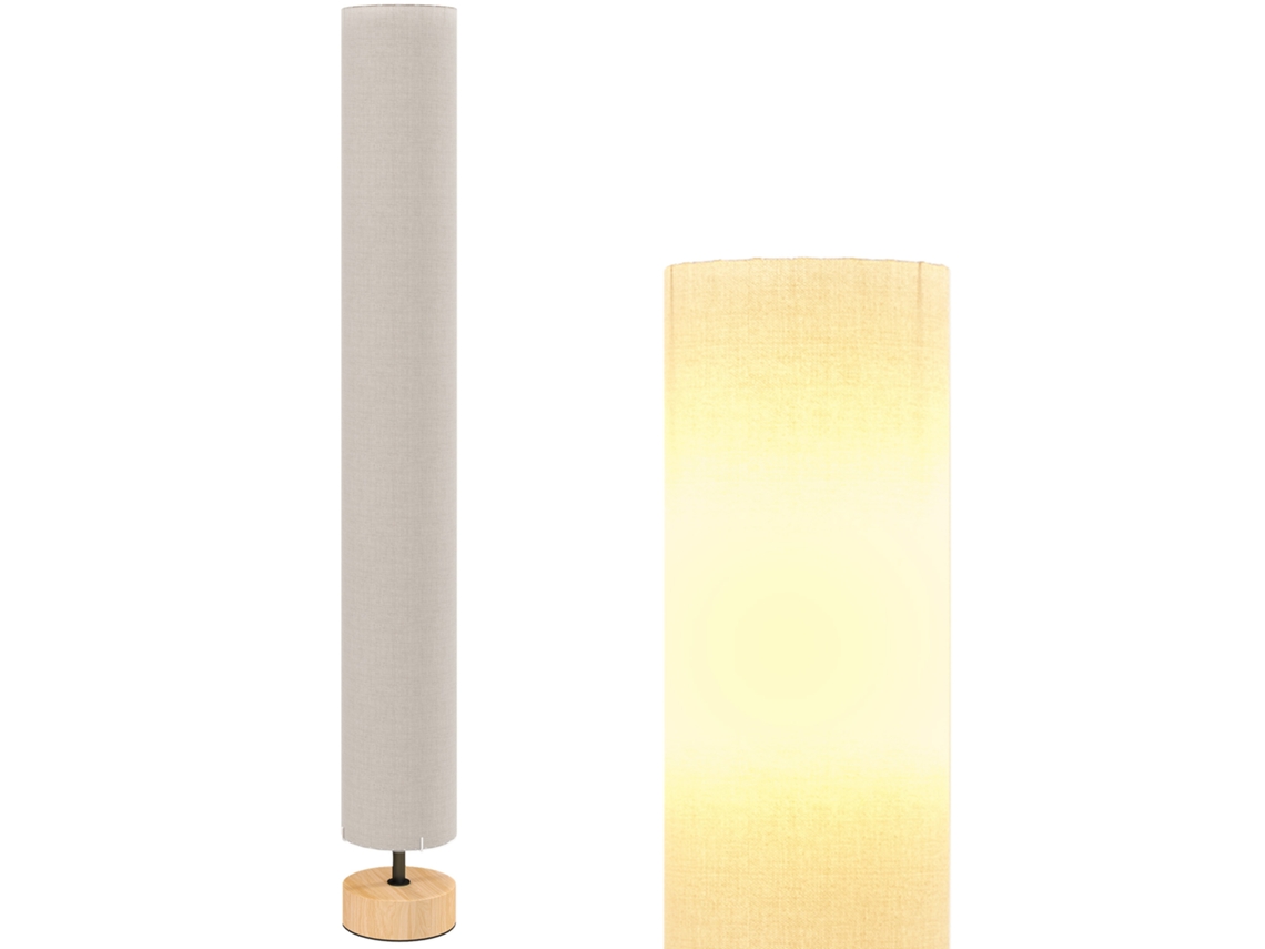 Abajur de Piso da Sala com Abajur de Linho, Interruptor de Pé, 2 X Soquete E27, 120 Cm, Bege Ge