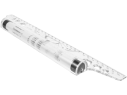 Régua Paralela De Plástico Branco De 30 Cm Com Rodinhas Para Desenho
