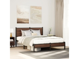Vidaxl Estrutura Cama Sem Colchão 150x200cm Metal Carvalho Castanho