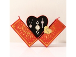 Conjunto de Presente Feminino com Relógio de Pulseira de Malha e Caixa Laranja SPQMENT