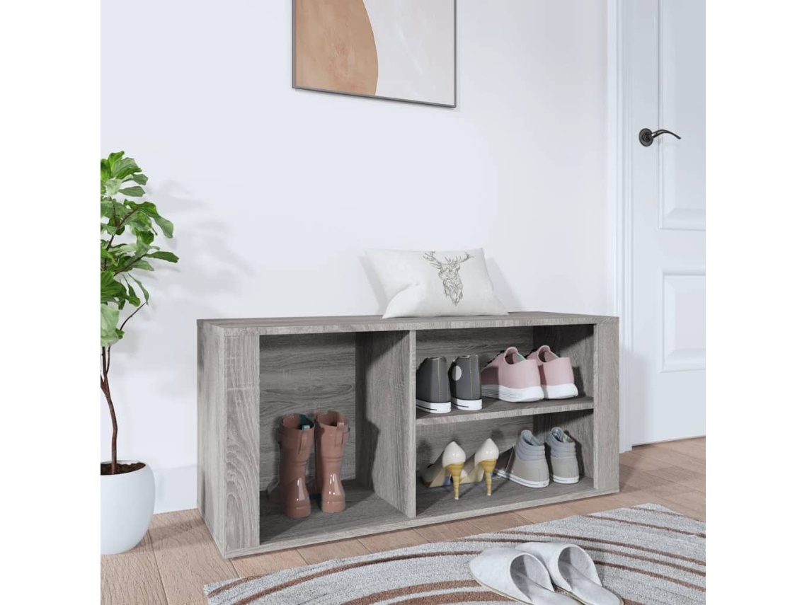 Vidaxl Sapateira 100x35x45 Cm Derivados De Madeira Sonoma Cinza