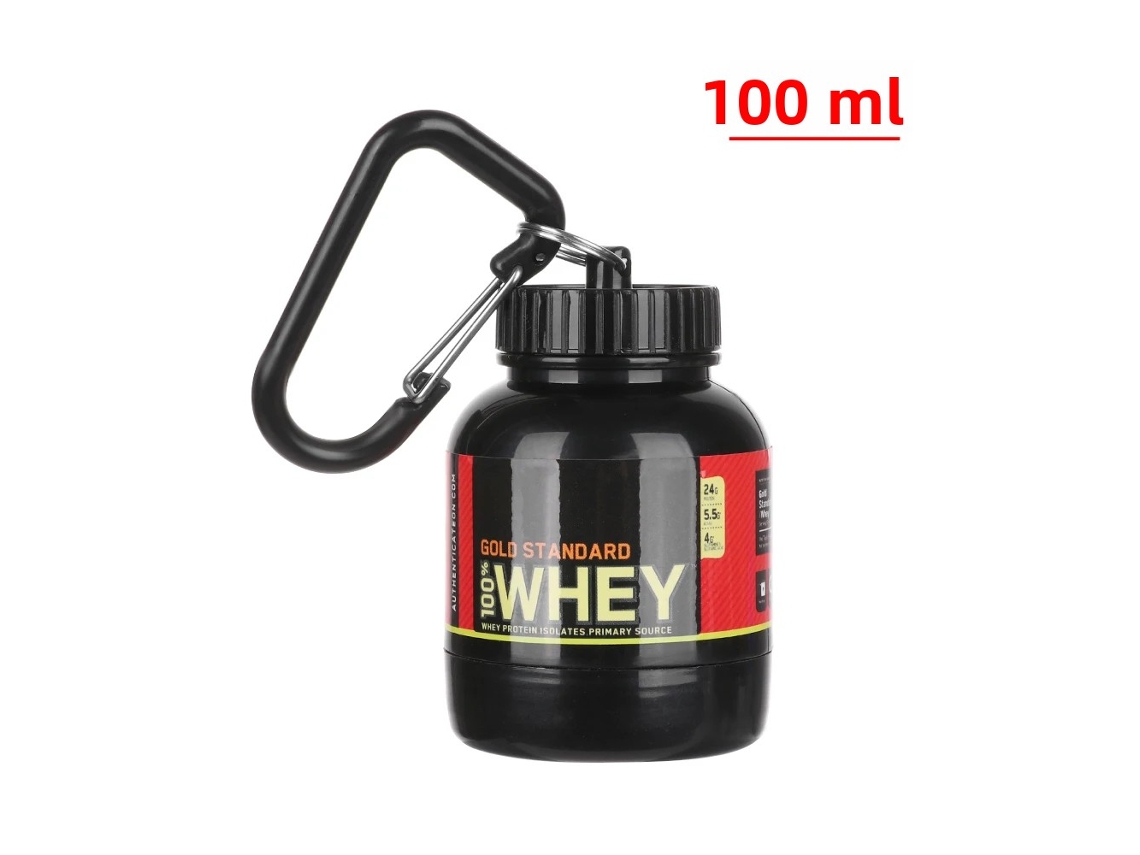 Mini Garrafa de Água Proteica Portátil com Chaveiro, Funil para Saúde e Copo de Água Pequeno MDUG (preto)