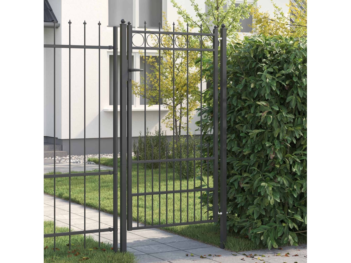 Vidaxl Portão De Cerca Horst Aço Preto Trancável