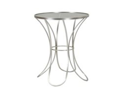 Mesa De Centro Trixy Glam Ø 56x68 Cm Em Metal Prateado E Vidro Temperado - Design Leve E Contemporâneo